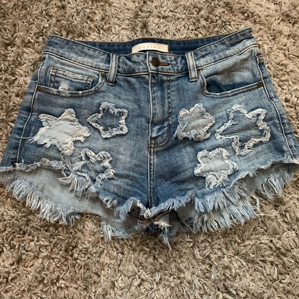 Star denim shorts